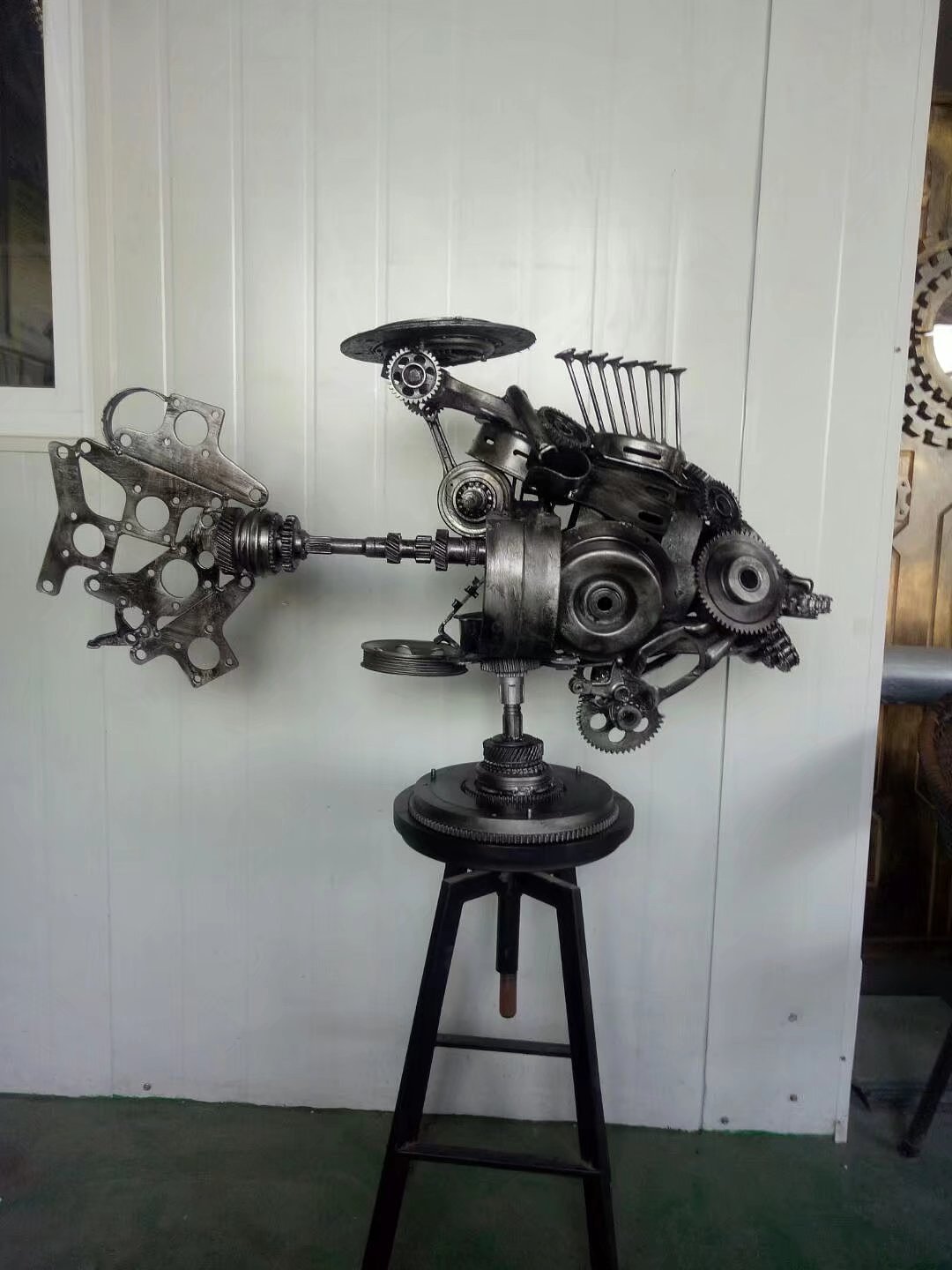 鱼 铁艺雕塑重金属朋克风