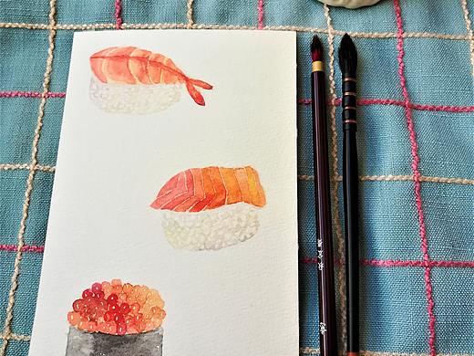 水彩 寿司（个人主页-ZNDI3MzkxMjA=） - 绘画 - 站酷设计师小萌水彩原创素材 - 站酷ZCOOL