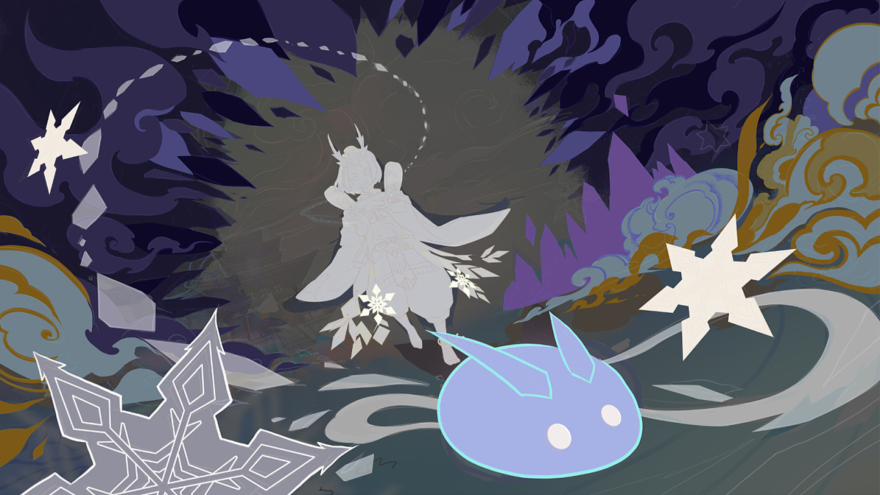 阴阳师雪童子同人——冬临千雪|插画|商业插画|爱吃鱼丸的喵星人