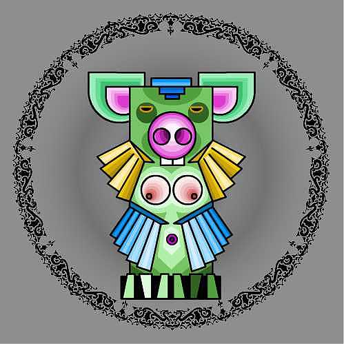 图腾生肖柱系列 图腾猪