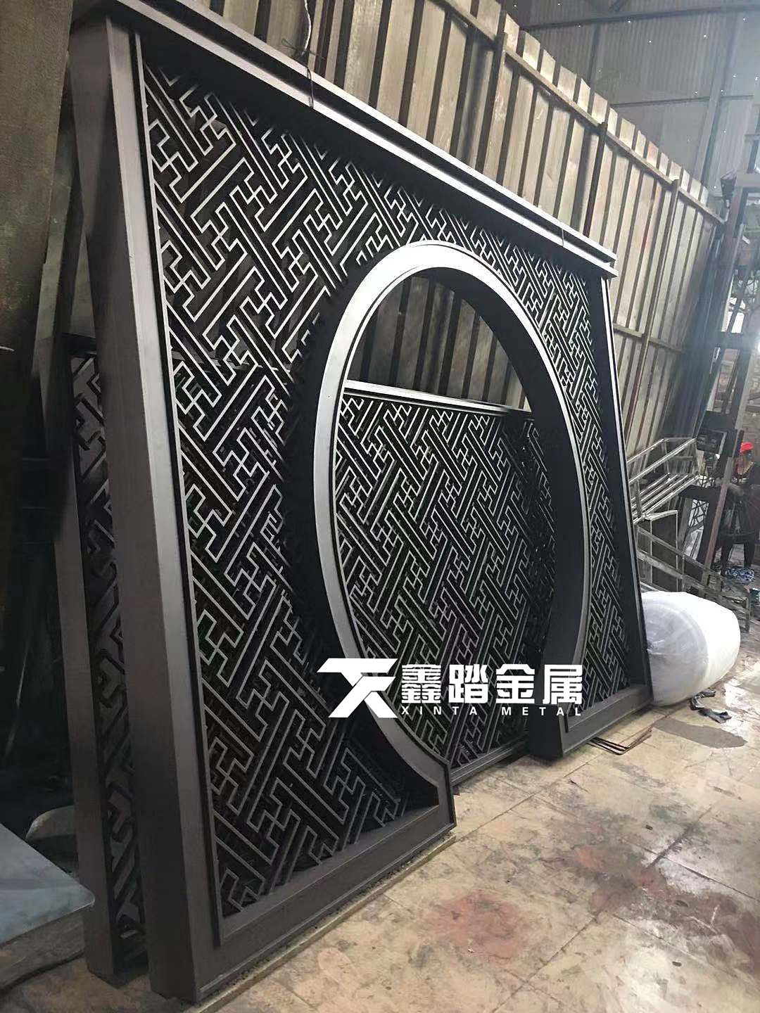 中式红古铜不锈钢屏风 售楼部万字格不锈钢隔断