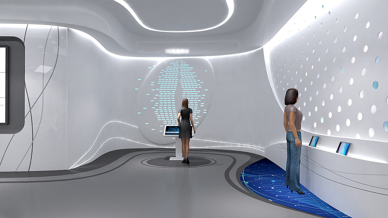 5G科技展厅展览设计3D效果图