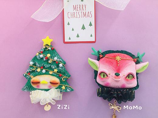 小亚小怪原创圣诞树ZIZI和圣诞小鹿MOMO 