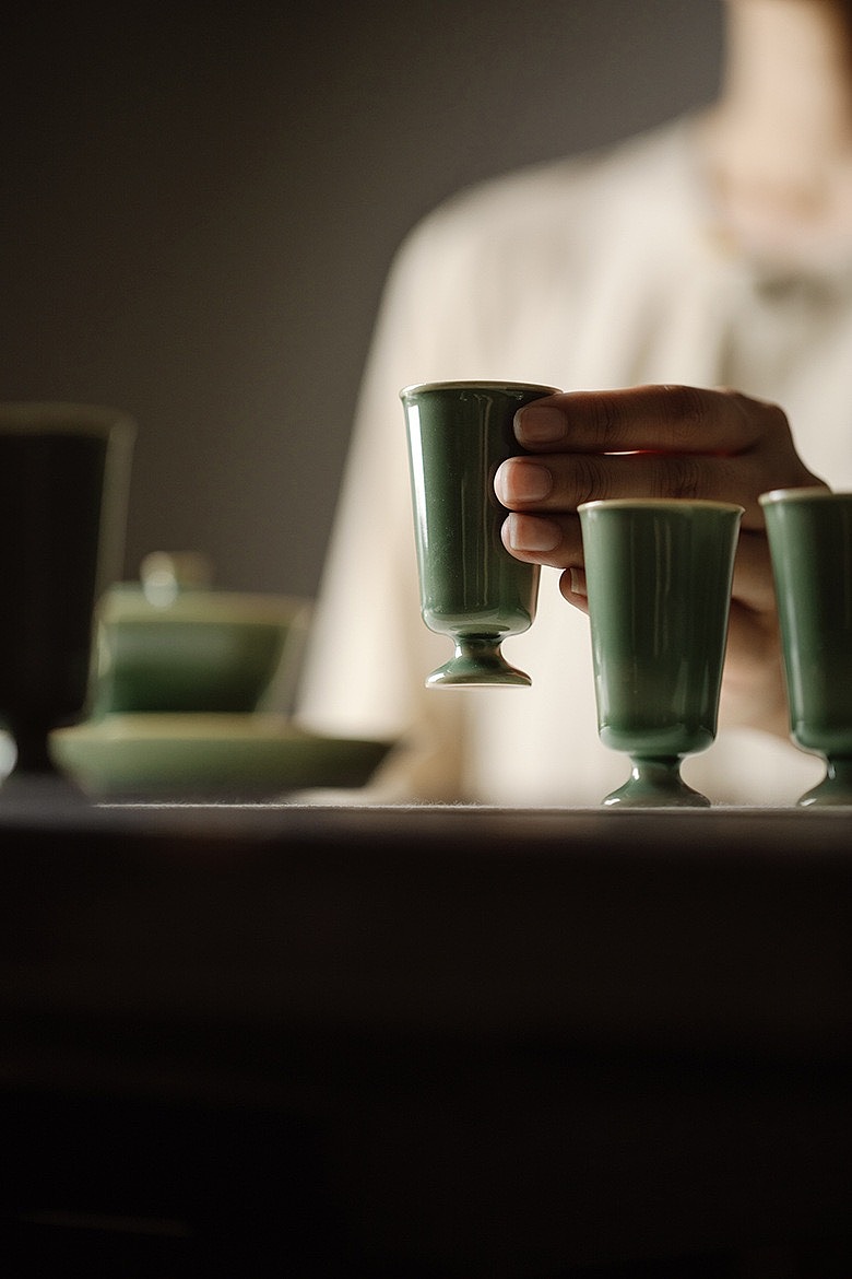 越窑青瓷｜高足聚香杯套装（图ZMjc0NzIzMjAw） - 其他手工艺 - 站酷设计师茶席窥美原创素材 - 站酷ZCOOL