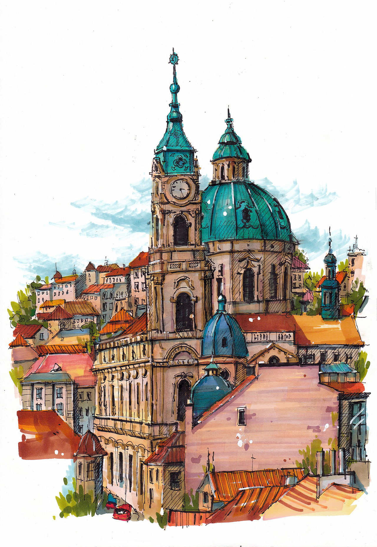 马克笔风景速写4