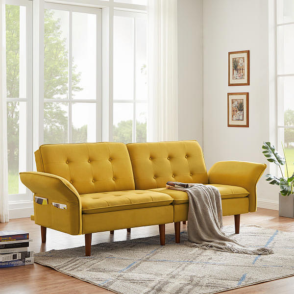 黄色沙发拍摄,家具拍摄,黄色沙发场景拍摄图