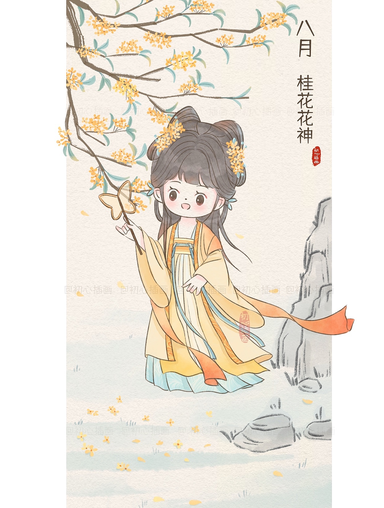 十二花神插画合集 Q版古风人物少女系列（图ZMzY1NzA5NzY0） - 商业插画 - 站酷设计师初心插画原创素材 - 站酷ZCOOL