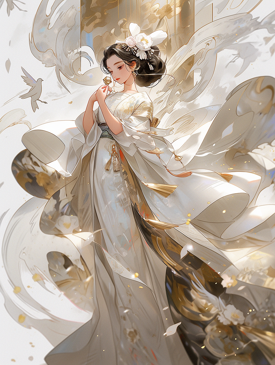 梦幻仙境风格的白色汉服插画（图ZMzU2ODQ2NDQ0） - 商业插画 - 站酷设计师荷逸原创素材 - 站酷ZCOOL