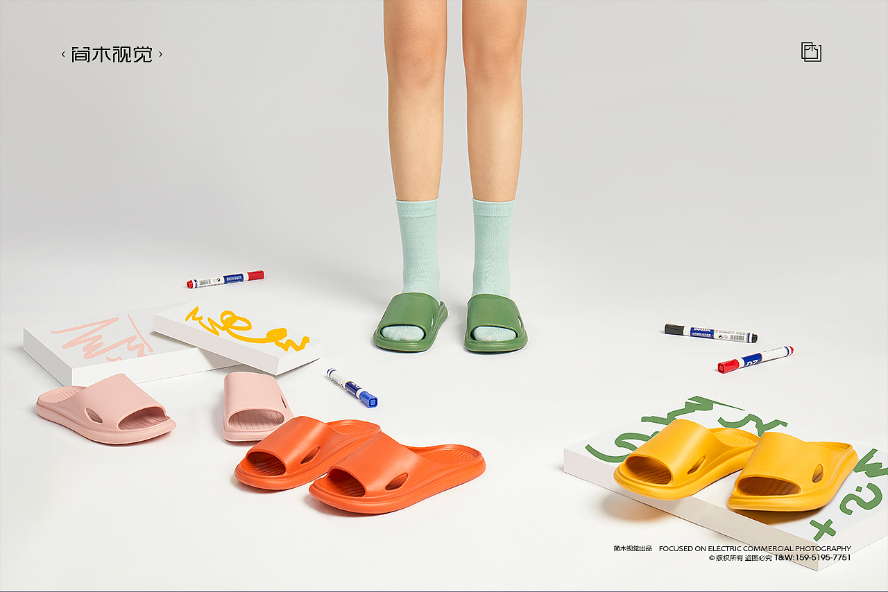 女士拖鞋产品摄影丨简木视觉女鞋凉鞋凉拖创意静物拍摄