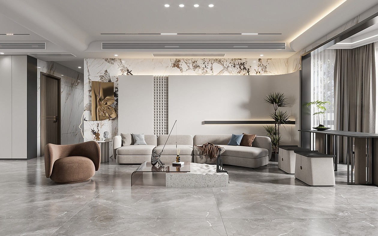 轻奢风格客餐厅效果图