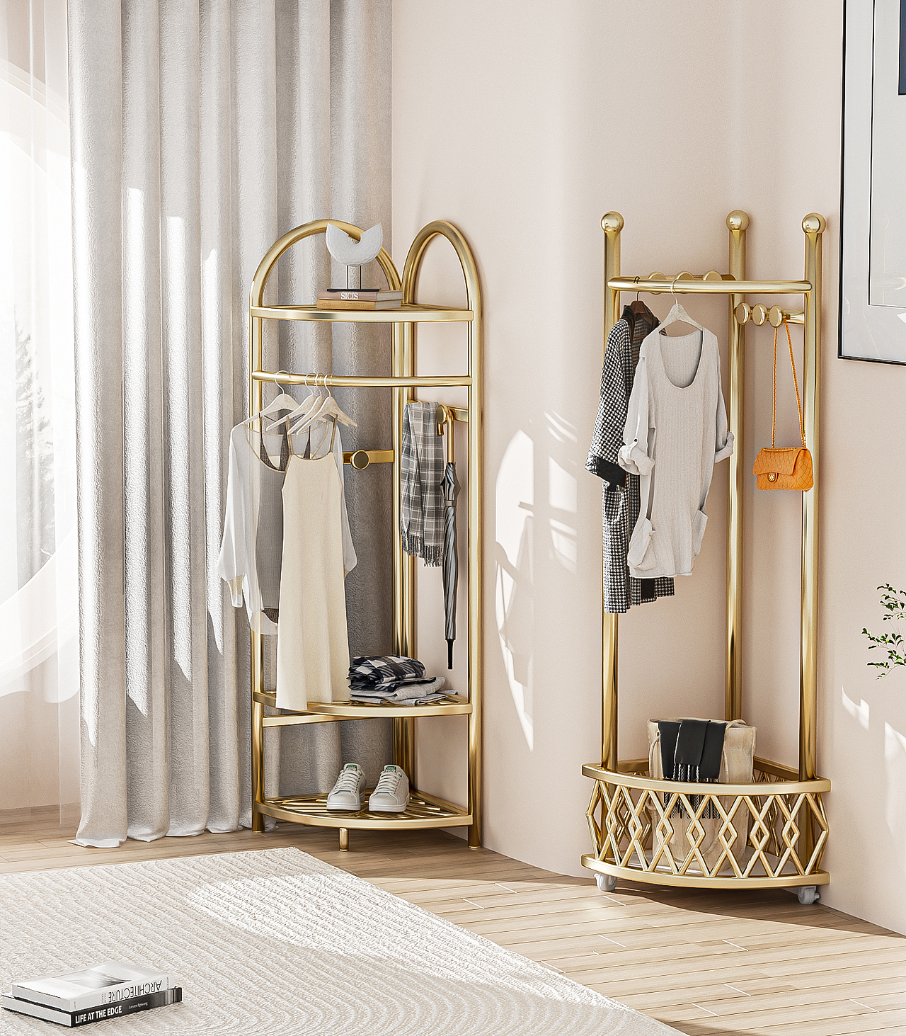 卧室客厅衣帽架/折叠碗碟架