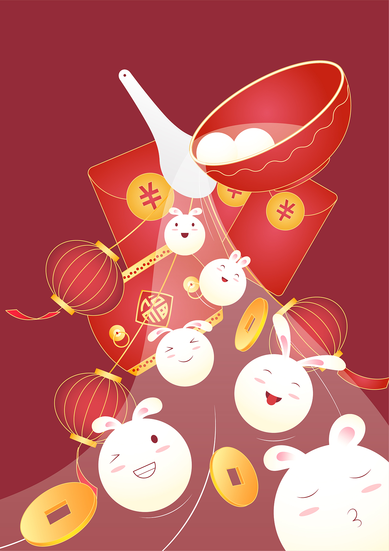 兔年鬧元宵插畫(huà)（圖ZMzE3NjQ2NDEy） - 商業(yè)插畫(huà) - 站酷設(shè)計(jì)師三斗海水原創(chuàng)素材 - 站酷ZCOOL