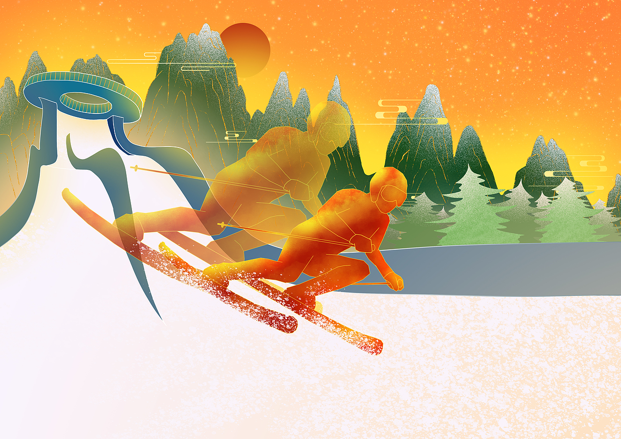 2022冬奥会拼搏的运动员|插画|商业插画|七程程 - 原创作品 - 站酷