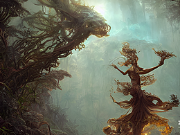 #AI創(chuàng)作實驗室#星星 ，太陽，叢林，空靈超凡