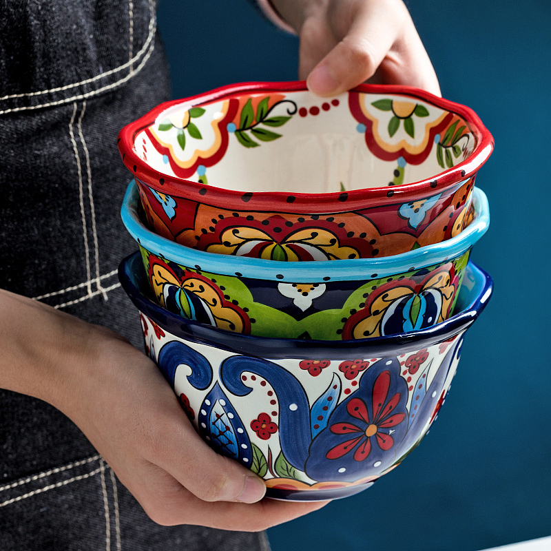 波西米亚彩绘碗釉下彩饭碗面碗餐具摄影南京摄影