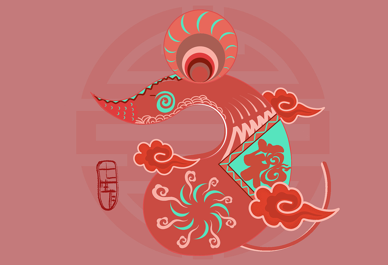 采用不同的中国元素,色彩搭配,祝愿鼠年吉祥如意