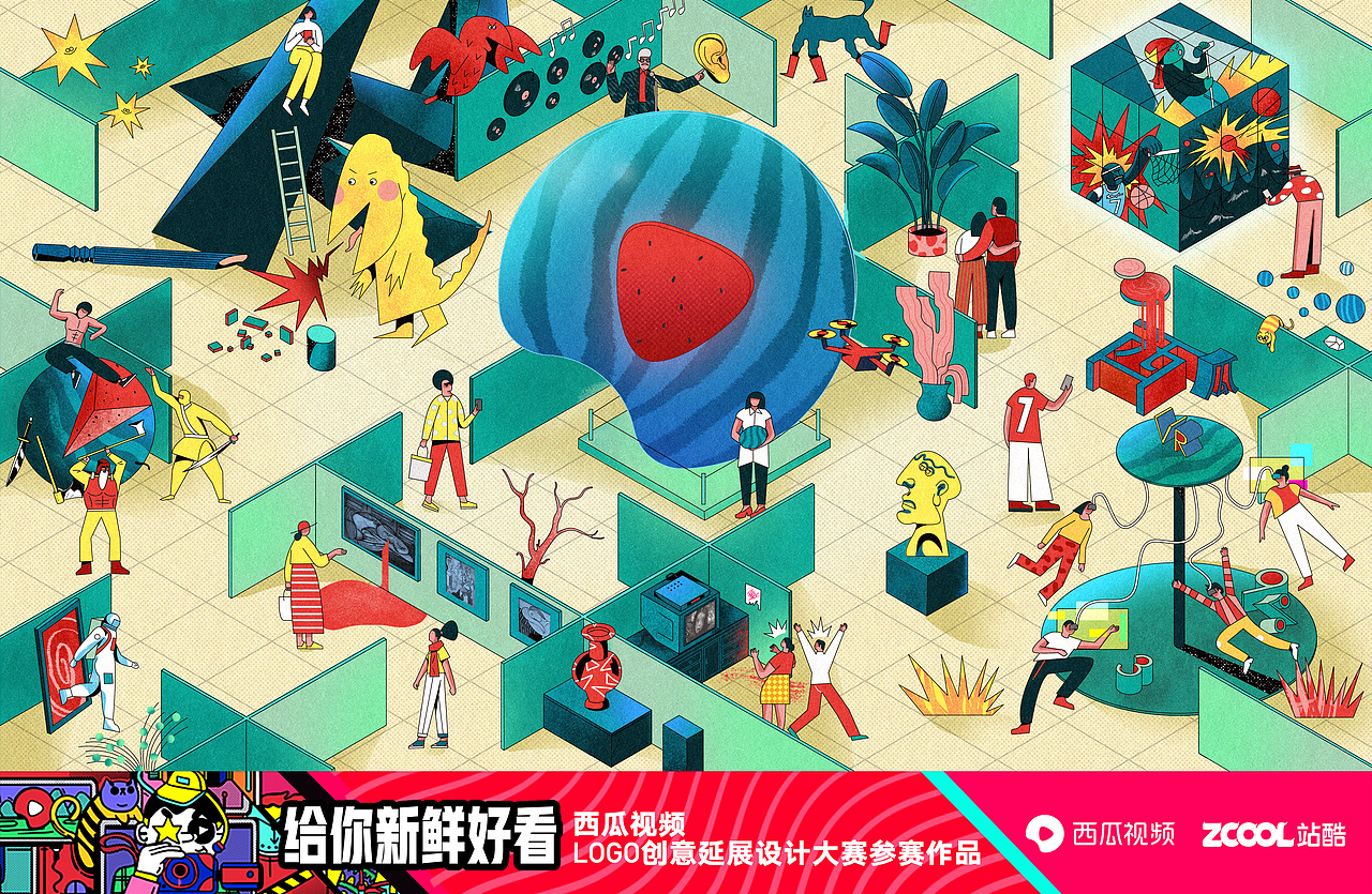 #西瓜视频#奇妙空间（图ZMTM0NDEyNDE2） - 图案 - 站酷设计师HUANGZIKANG原创素材 - 站酷ZCOOL
