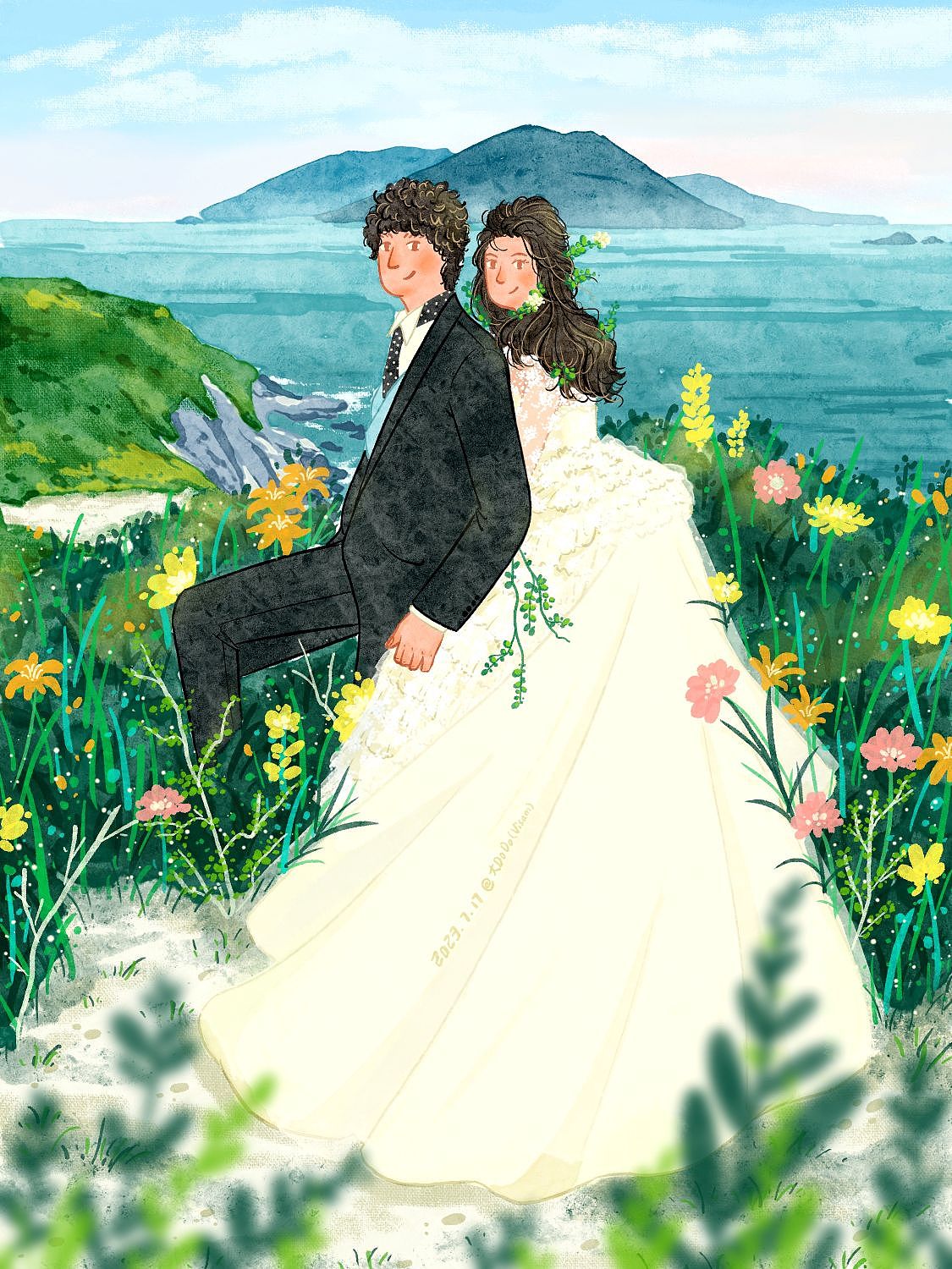 手绘婚礼💐｜自然系婚礼插画合集（图ZMzU1Njc4NTAw） - 创作习作 - 站酷设计师爱画画的嘟妈原创素材 - 站酷ZCOOL