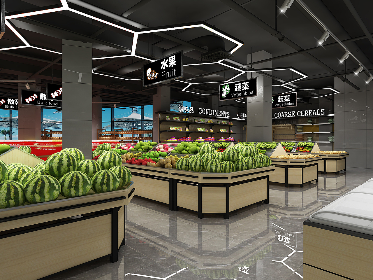 1992效果图-工装超市效果图案例