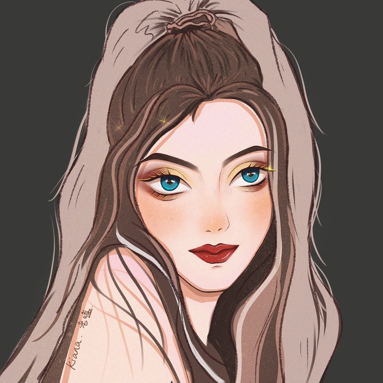 平涂风格欧美女生头像