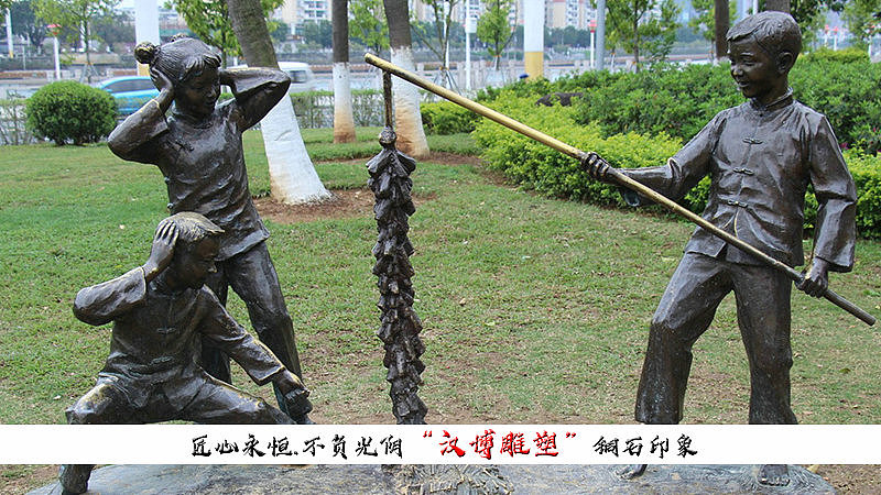 放鞭炮雕塑,人物铸铜雕像,户外景观铜雕