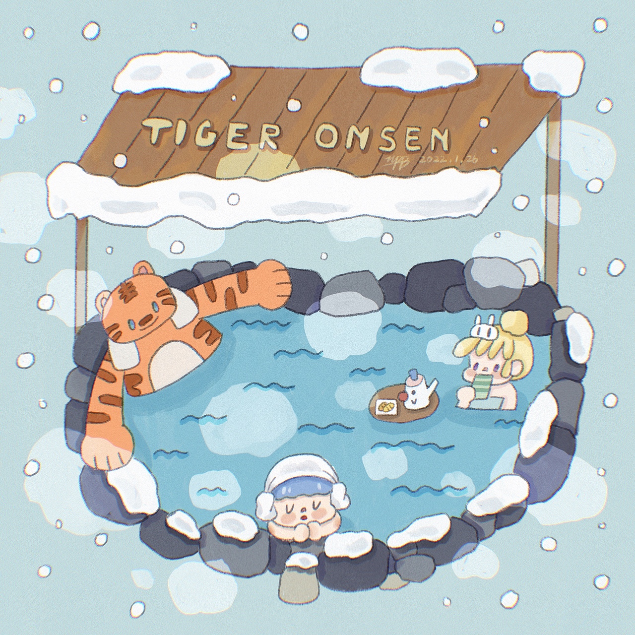 原创插画 下雪了 冬日小场景