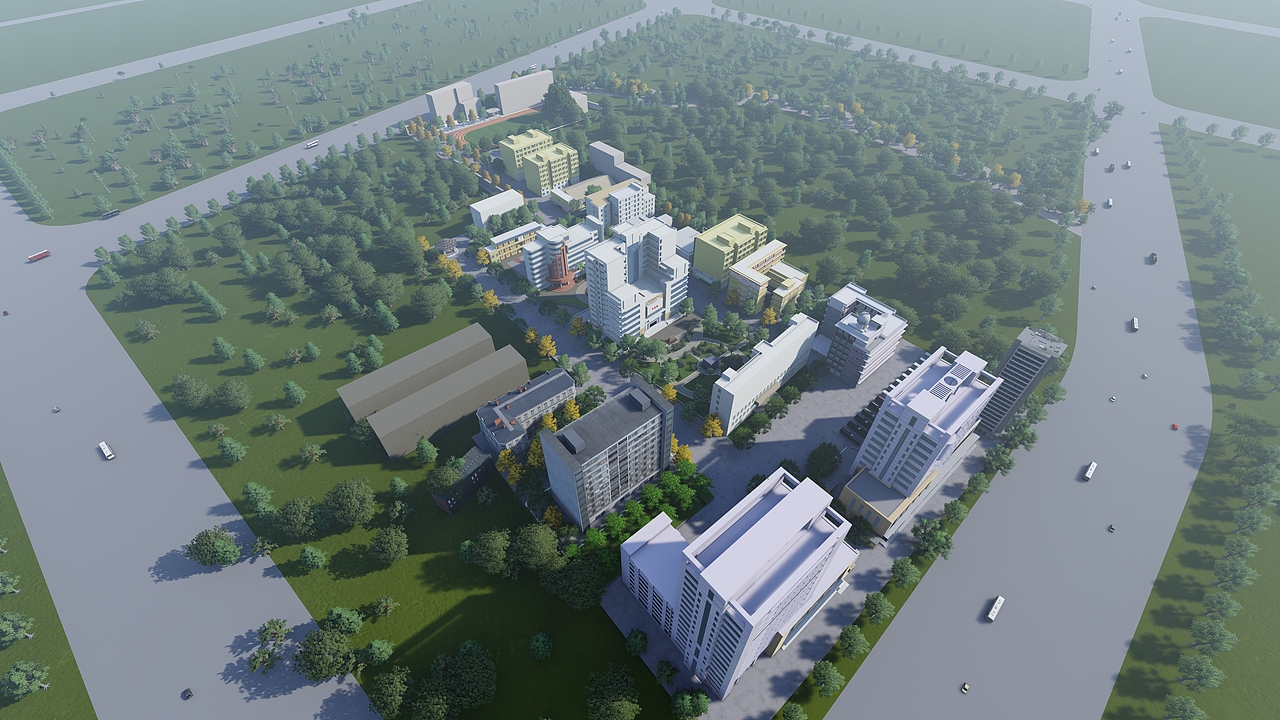 大学某校区鸟瞰图（图ZMjAyMDc3MjU2） - 建筑设计 - 站酷设计师BET不会设计原创素材 - 站酷ZCOOL