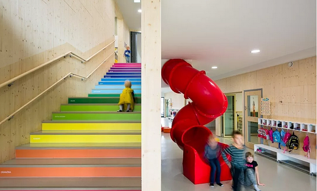 幼儿园楼梯区角设计,幼儿园创意楼梯设计效果图!