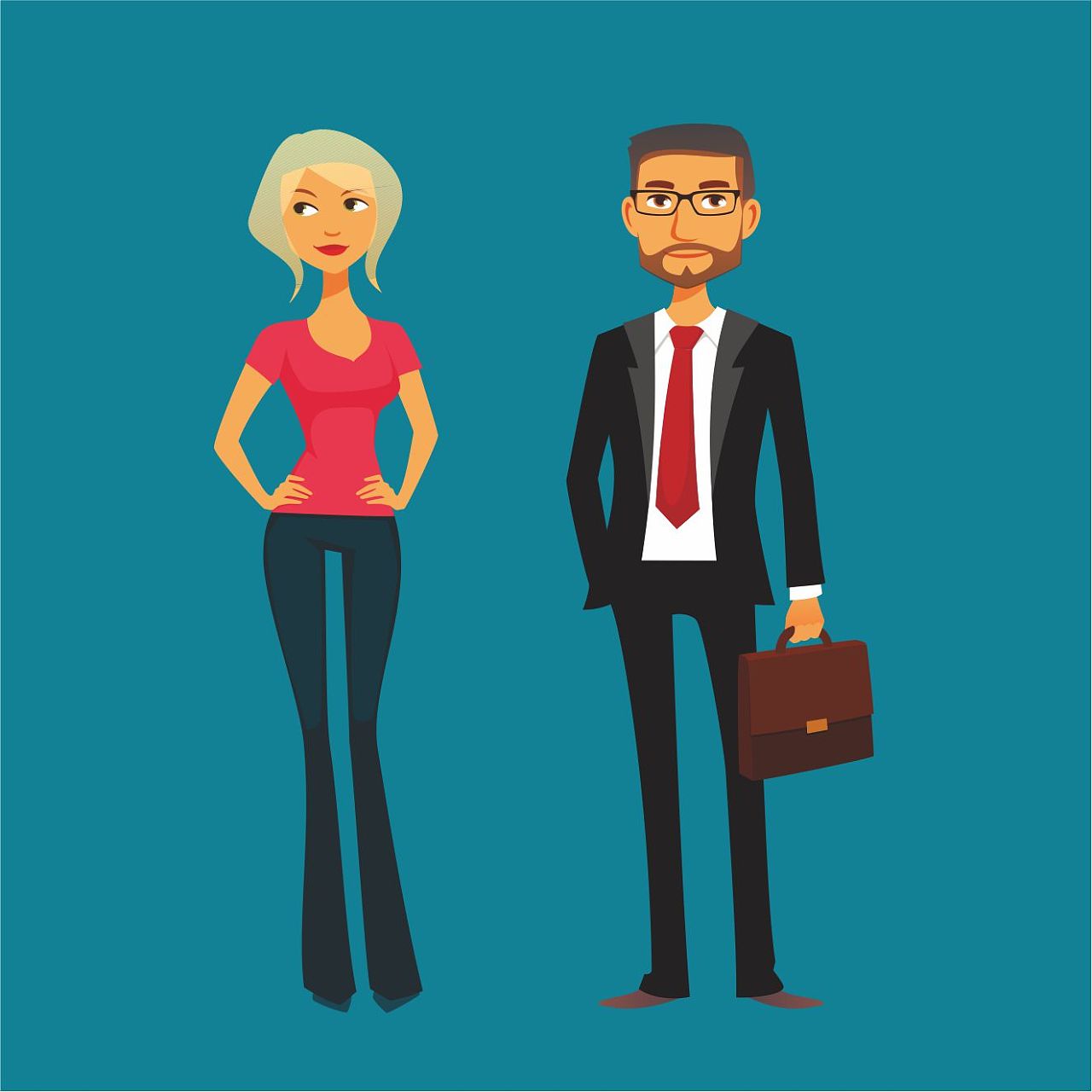 商务 运动 休闲 卡通人物形象矢量