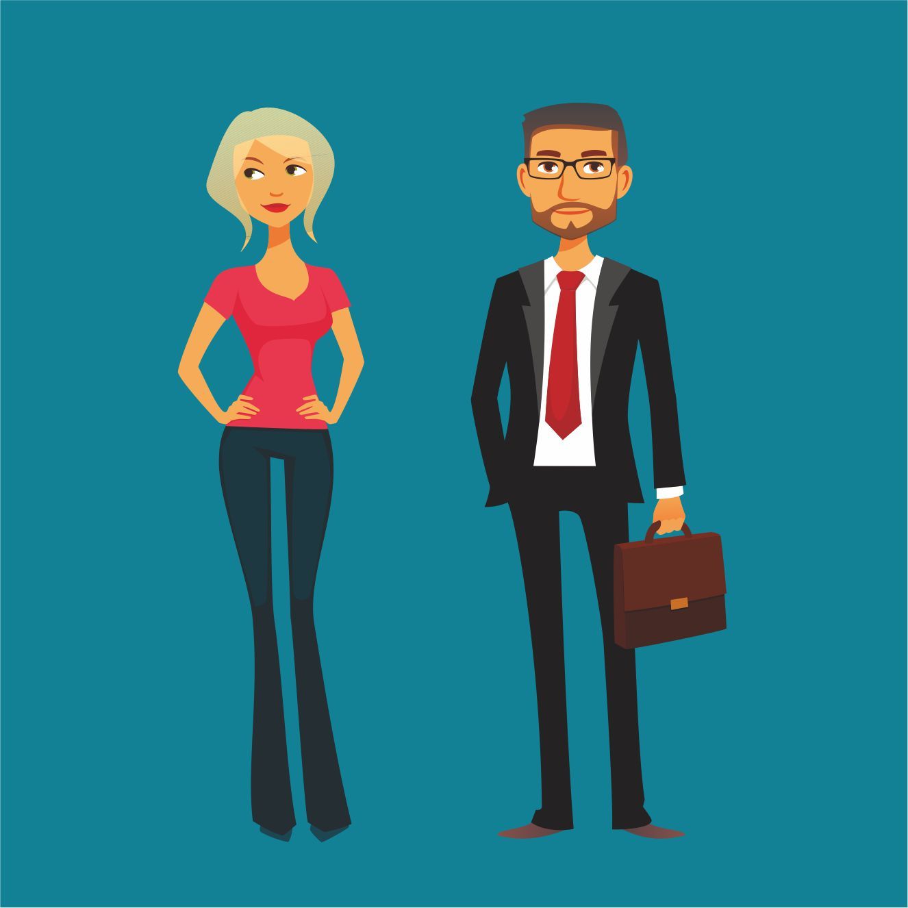 商务 运动 休闲 卡通人物形象矢量