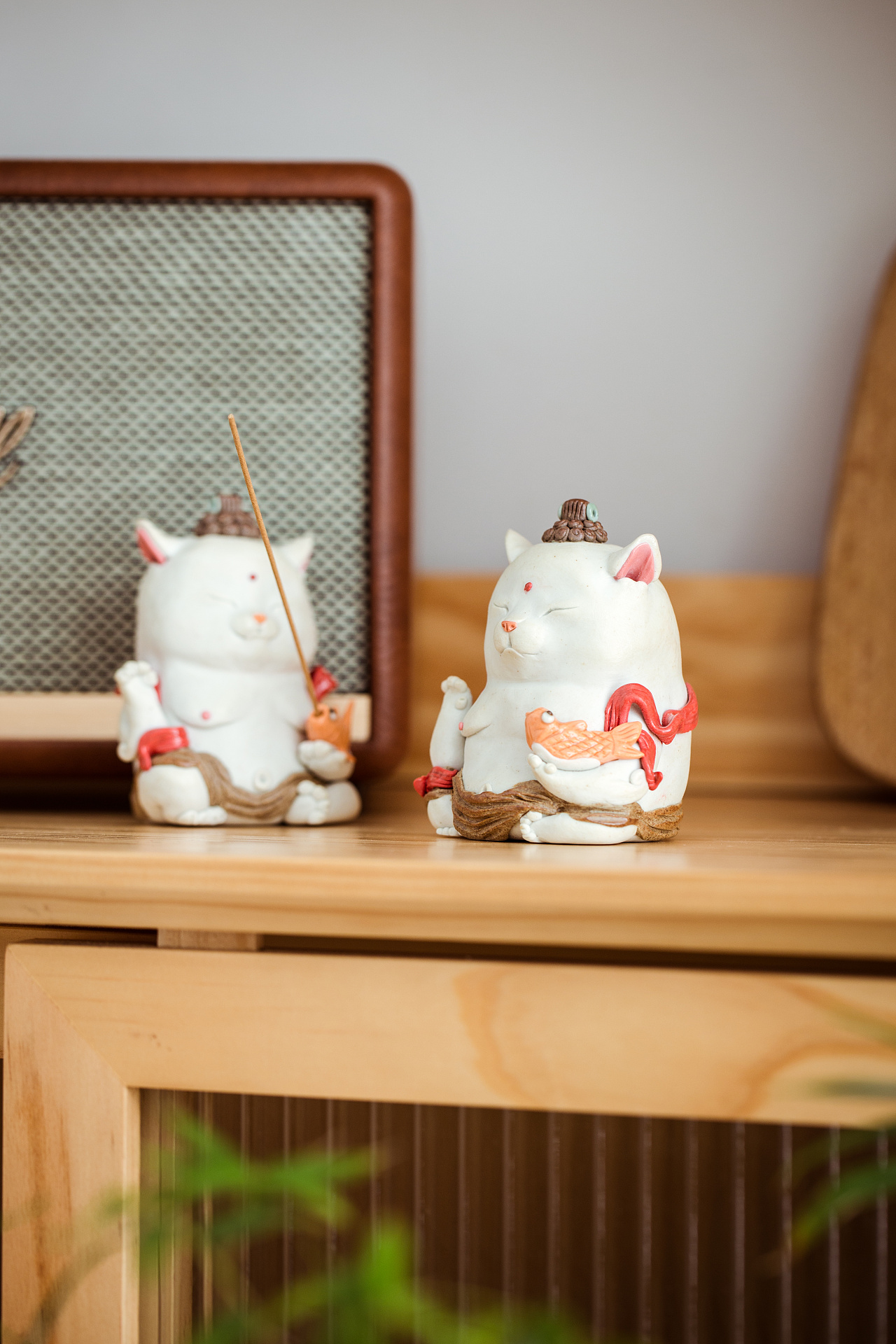 器十二原创手工陶瓷摆件小手办喵乐佛香插