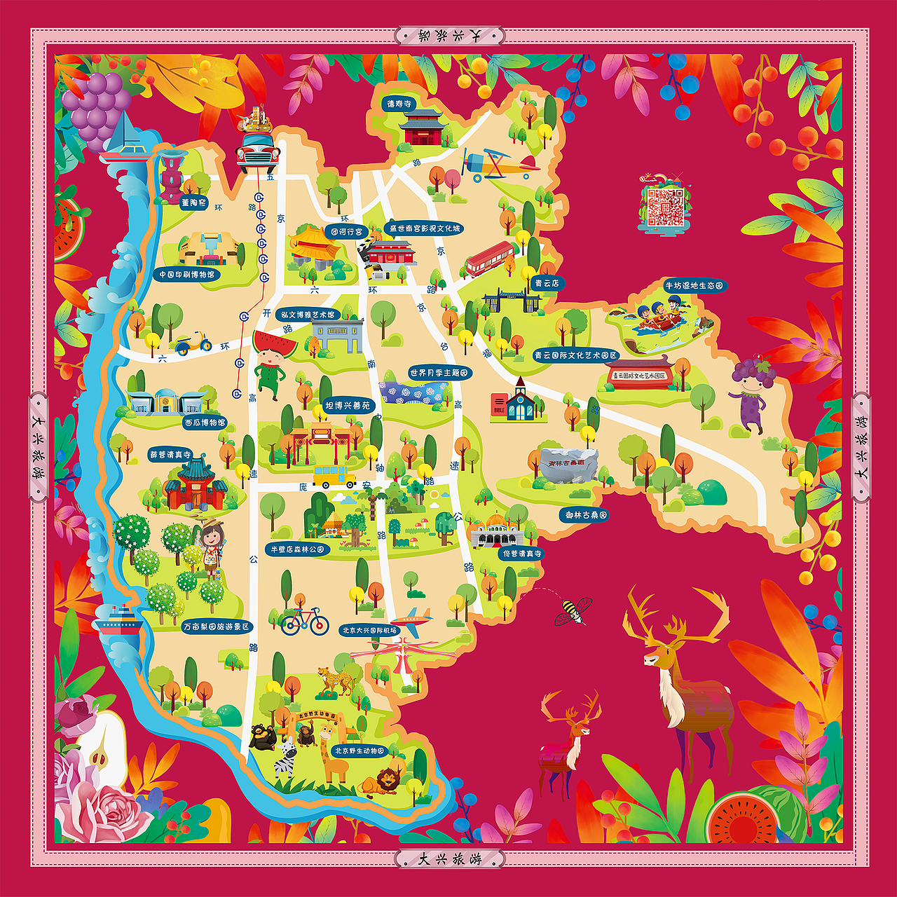 手绘旅游地图（图ZMTUzMDI3MDI4） - 商业插画 - 站酷设计师老拐杖原创素材 - 站酷ZCOOL