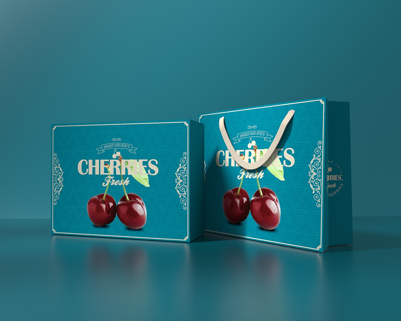 樱桃车厘子包装盒水果通用包装盒超市食品节日礼盒唯美