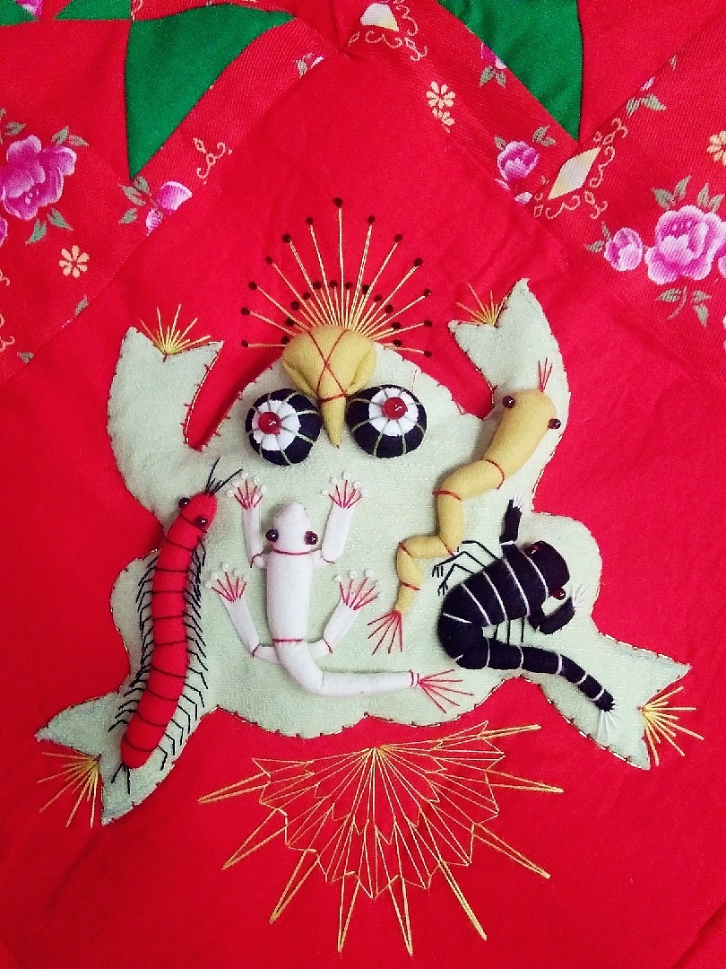 手工原创传统拼布五毒收藏婴儿包被