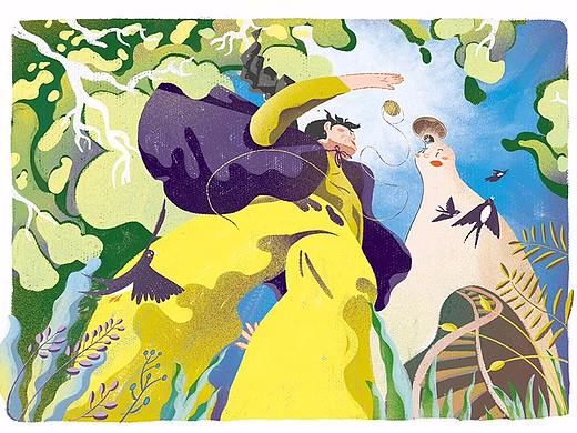 好儿童画报插图——藏进蘑菇里的外婆