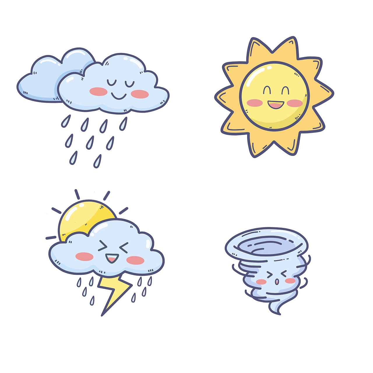 手绘天气表情小元素（图ZMjQ5MjkzMDYw） - 商业插画 - 站酷设计师汤小翼wing原创素材 - 站酷ZCOOL