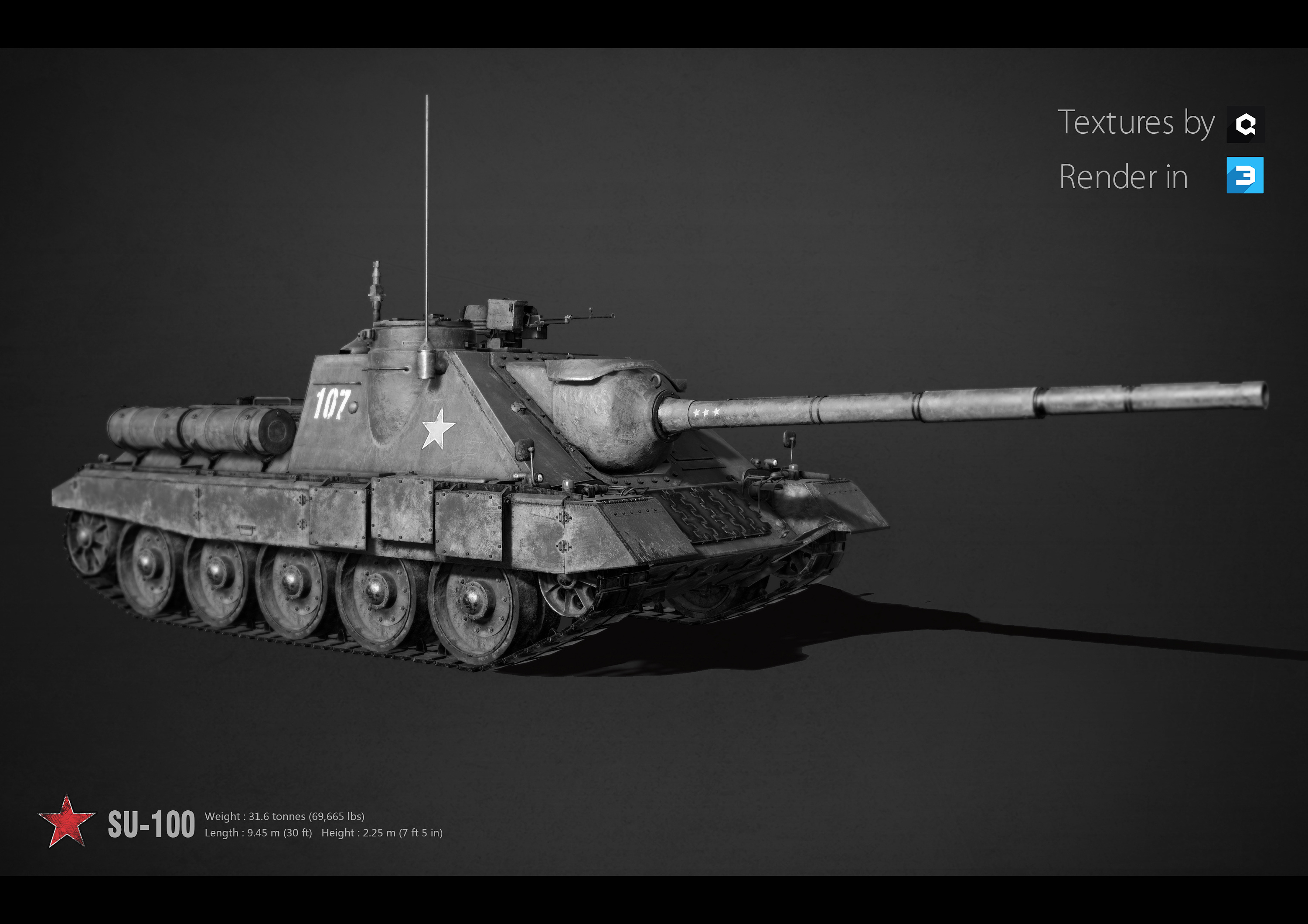 su-100坦克建模渲染