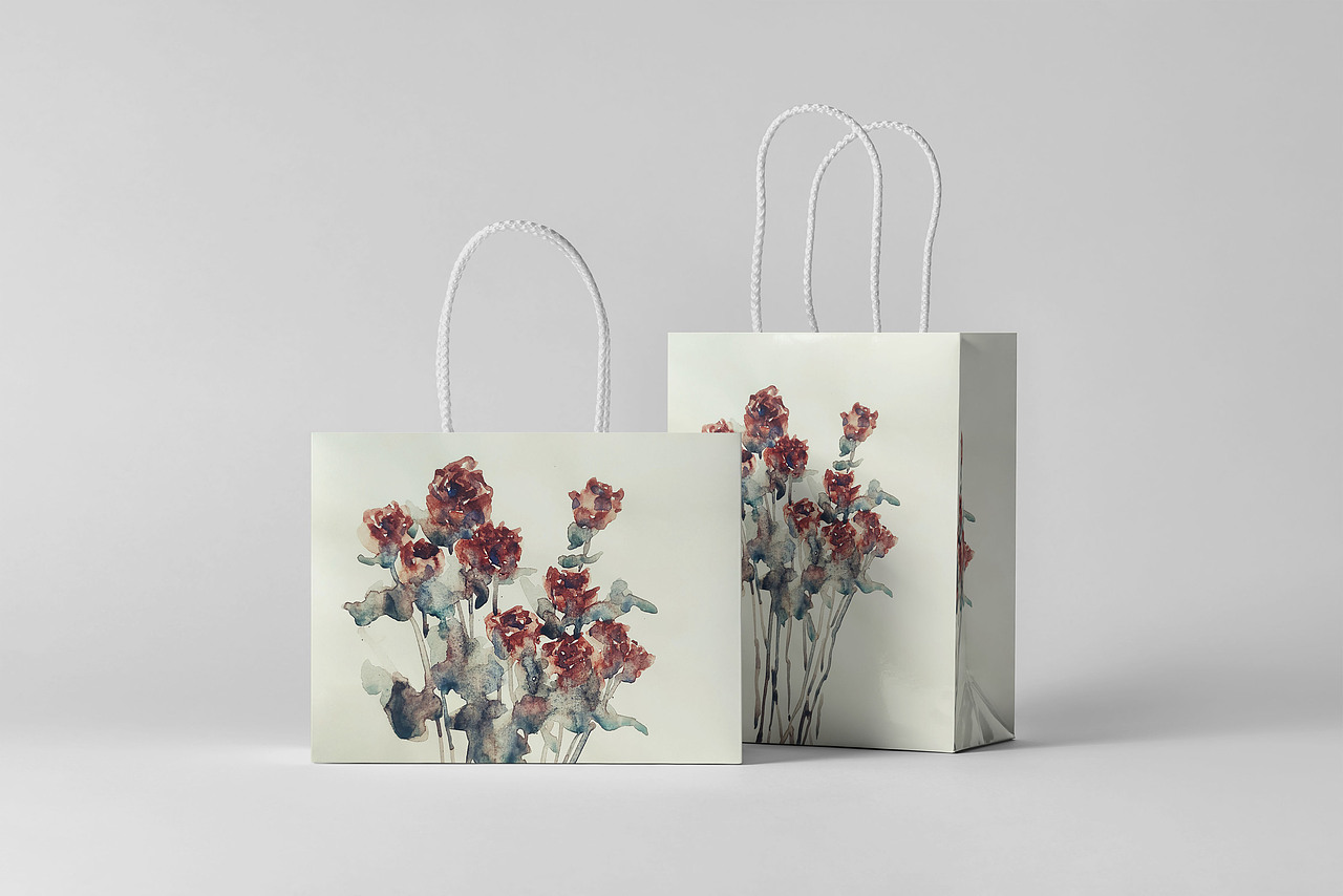 【作品合集】将自己的水彩画做成了礼品包装袋的样子