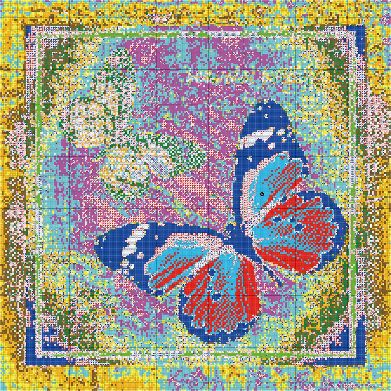 11CT-NCKA043B-2-对碟B款-60x60cm-十字绣设计图纸（图ZMjMwNTA1MjMy） - 其他手工艺 - 站酷设计师evenslee原创素材 - 站酷ZCOOL