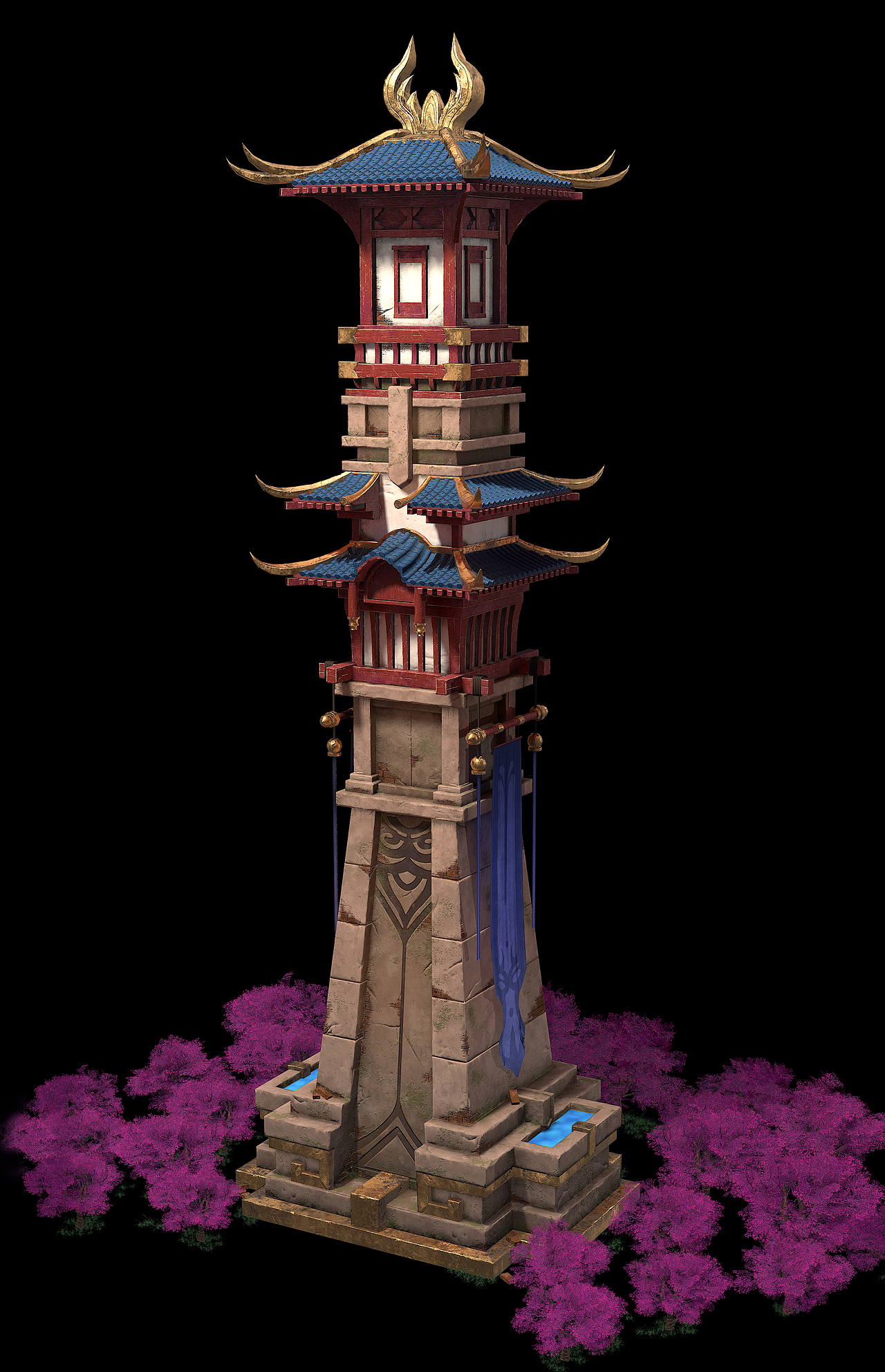 魔兽世界熊猫人——吊塔——次时代场景优秀学员作品