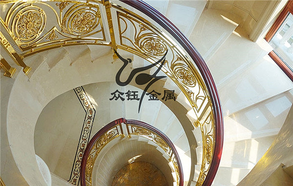 众钰 专业铝板雕刻镂空旋转楼梯护栏制作团队