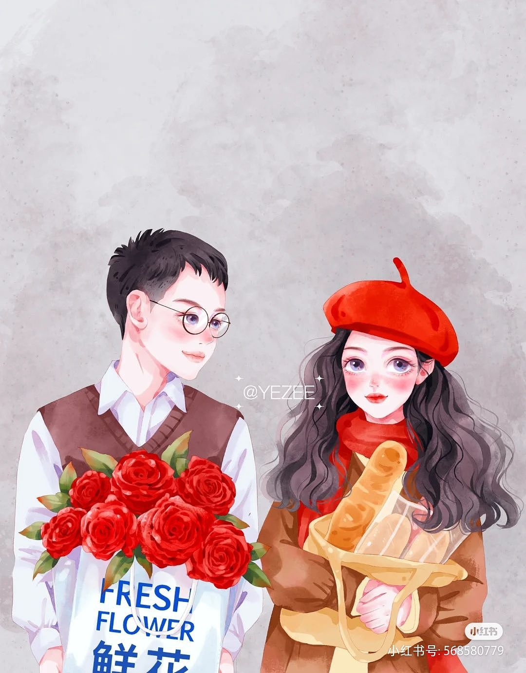 水彩人像插画 春天和你都值得期待