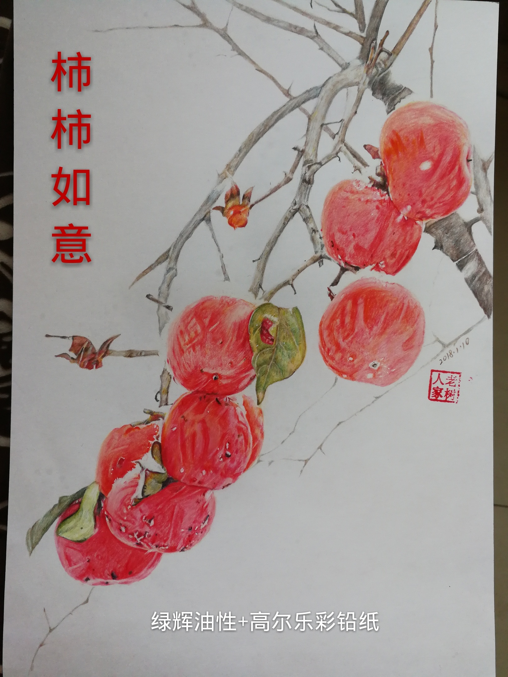 彩铅柿子|纯艺术|绘画|老树人家 - 原创作品 - 站酷 (zcool)