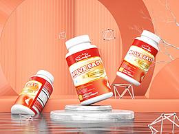 立体瓶装c4d电商产品精修设计-《软骨素瓶装益生菌》