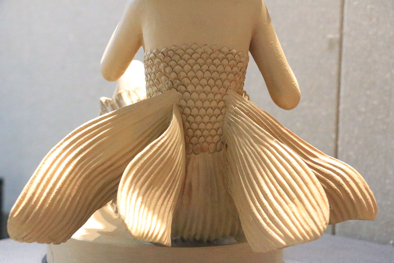 木雕 少女 鱼 刺猬 小鹿