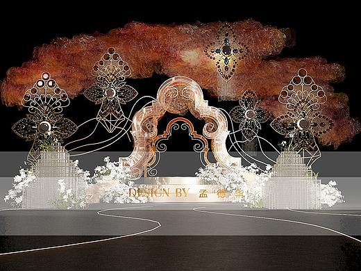 婚礼迎宾展示区3D设计图（中央主造型临摹）