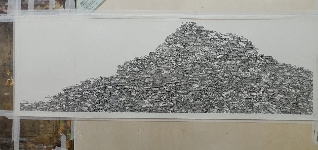 范炯钢笔画手绘表现《千户苗寨》