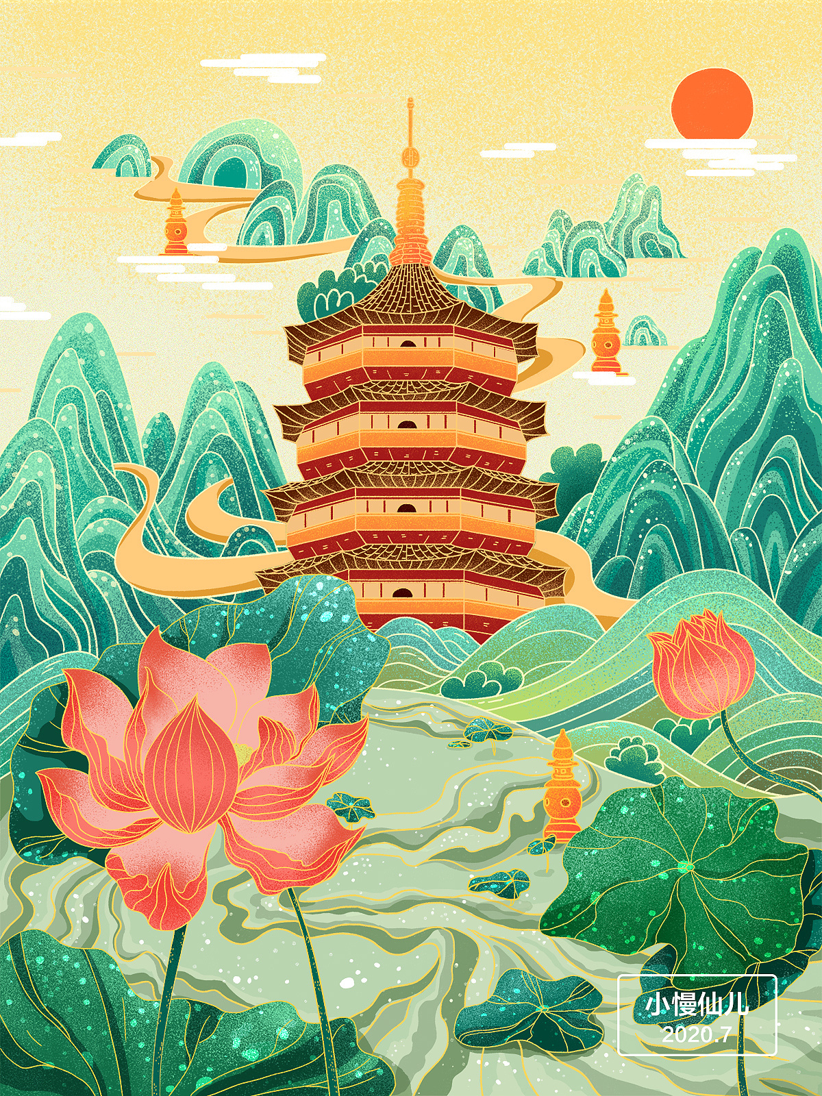 杭州·国潮-临摹|插画|创作习作|小慢仙儿 - 原创作品 - 站酷 (zcool)