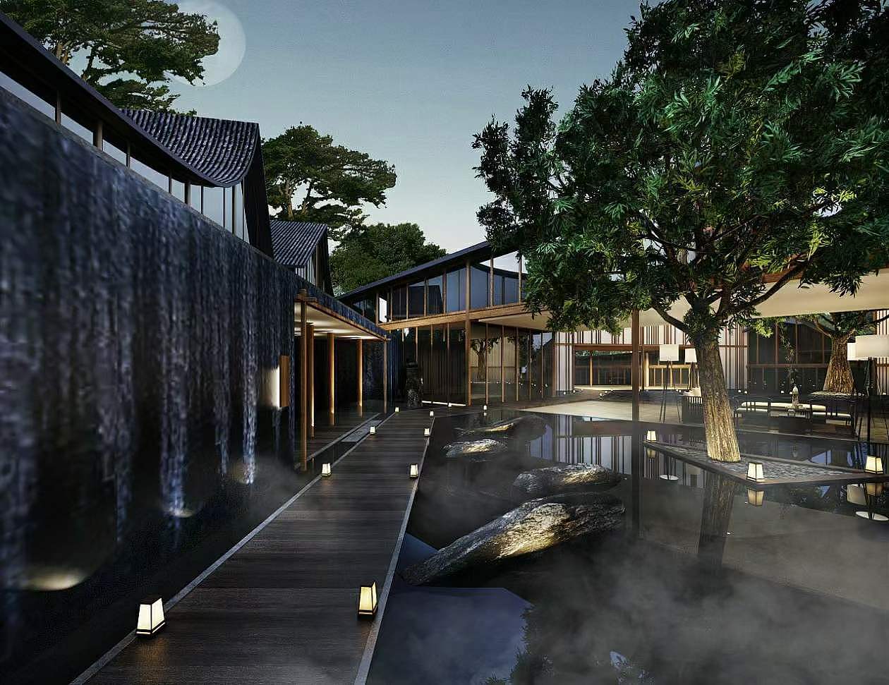 中式书院鸟瞰|空间|建筑设计|1992效果图汉堡_原创作品-站酷zcool