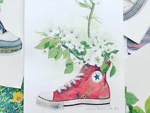 鞋子里的花（個人主頁-ZMjg4OTE1ODA=） - 藝術(shù)插畫 - 站酷設(shè)計師Qin的主頁原創(chuàng)素材 - 站酷ZCOOL